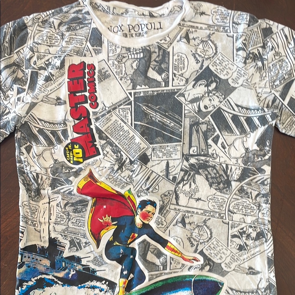 Newsprint Comic graphic cotton tee shirt-unisex styling with colorful design